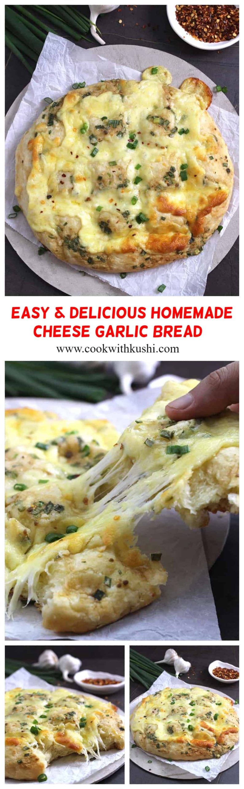 Homemade Garlic Cheese Bread is simple yet so delicious, cheesy and garlicky pull-apart bread or crack bread recipe that you will ever make. #garlicbread #cheesebread #dominos #Pizzahut #Olivegarden #Bun #Korean
