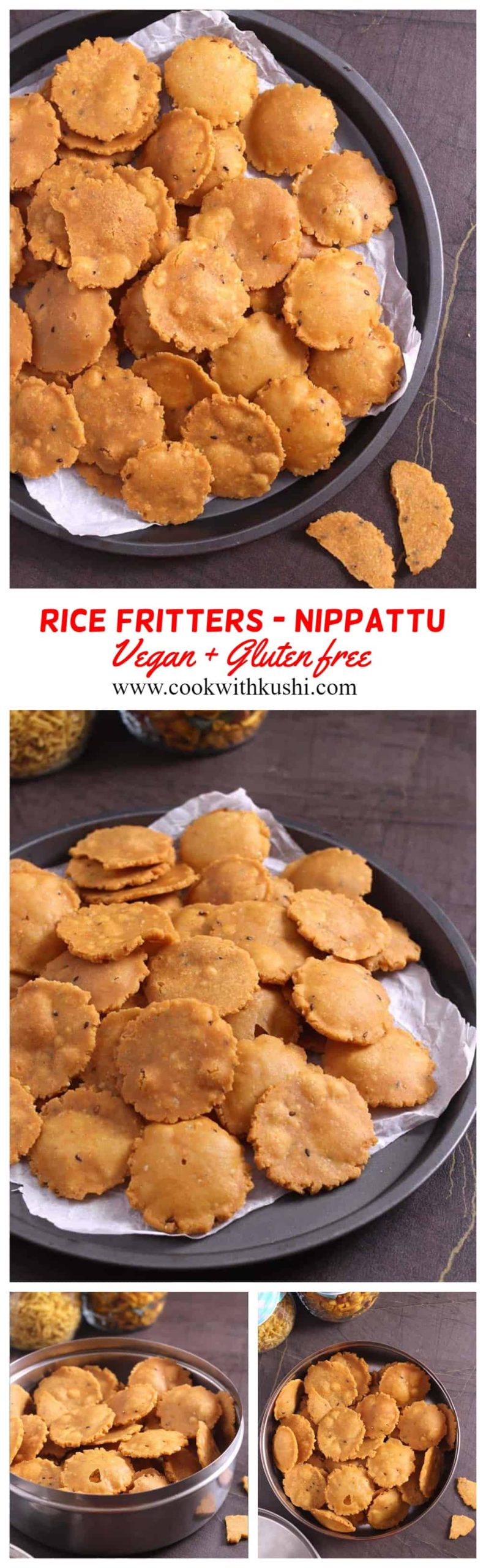 Nippattu or Tandla Vado are crispy and crunchy deep-fried rice crackers made with just five ingredients. #nippattu #ricecrackers #indiansnacks
