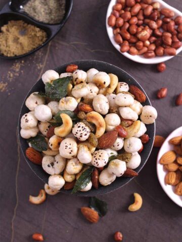 Roasted Makhana with Dry Fruits & Nuts, Homemade Easy & Healthy Trail Mix, Namkeen, Indian snacks