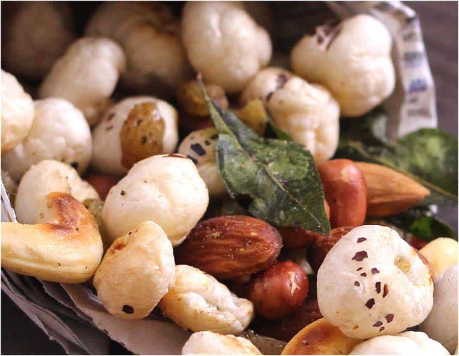 Roasted Lotus Seed, Foxnut, Masala Makhana, Namkeen, Chivda, healthy Indian food recipes. #snacks