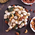 Roasted phool makhana recipe. Easy Indian evening snack or trail mix. Masala makhana namkeen.