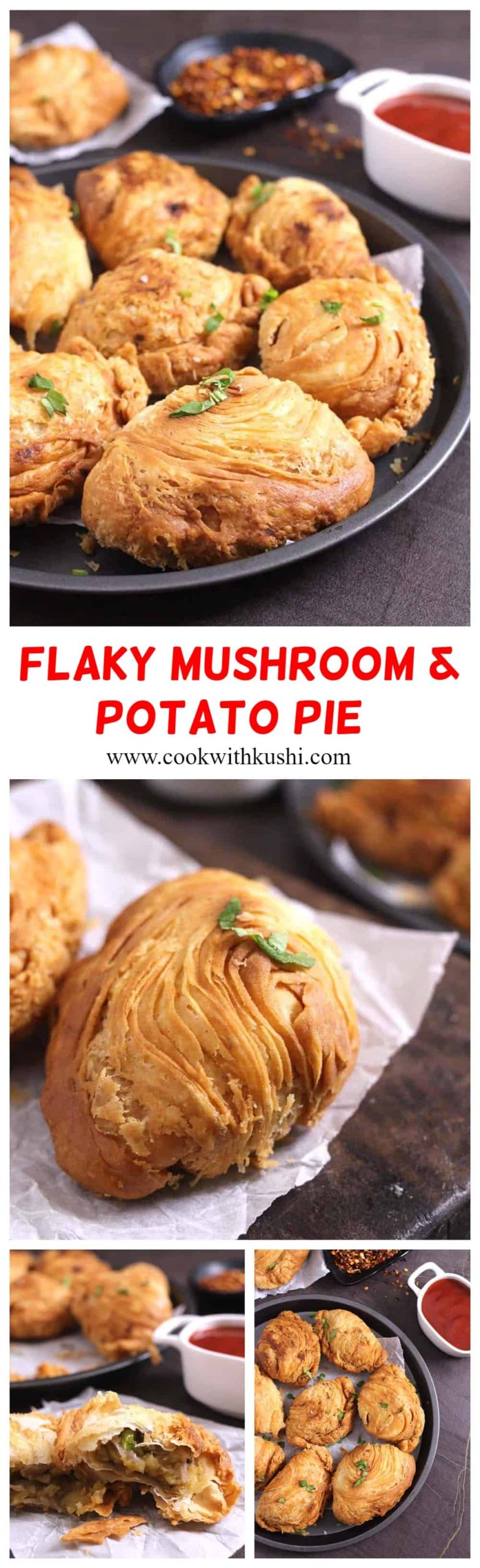 These flaky potato mushroom pie or crispy samosa pastries are delicious, melt in mouth easy to make pastry recipe prepare using few basic ingredients from your kitchen. These can be served as evening snack or appetizer for your lunch or dinner. #puffpastry #samosa #currypuff #karipap #mushroom #Potato #vegetarian