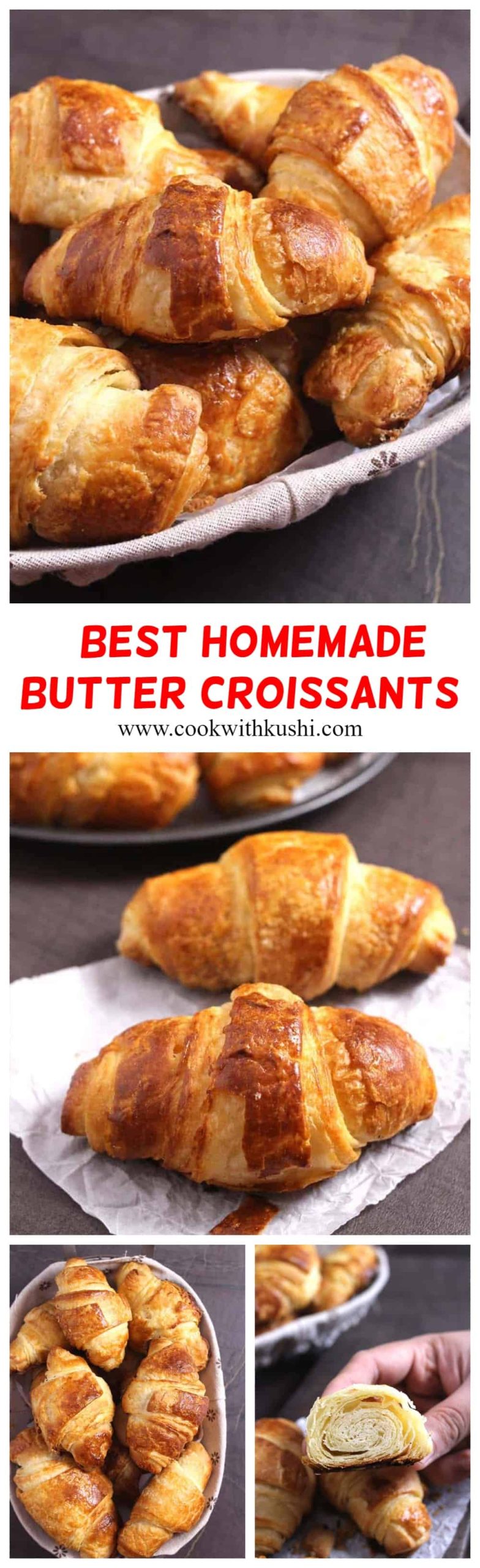 These homemade butter croissants are classic and rich, crispy and flaky that will make your morning breakfast or mid day snack extra delicious. #croissant #pastries #french #parisian #viennoiserie
