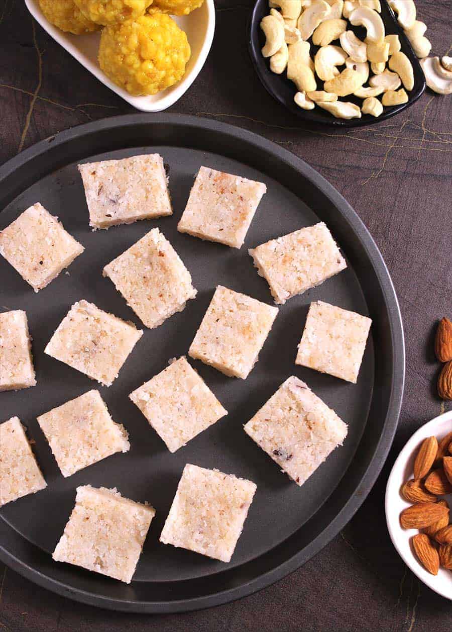 How to make coconut burfi, Nariyal Barfi, Coconut fudge, Tenginakayi, Thengai, Kobbari Mithai #sweets