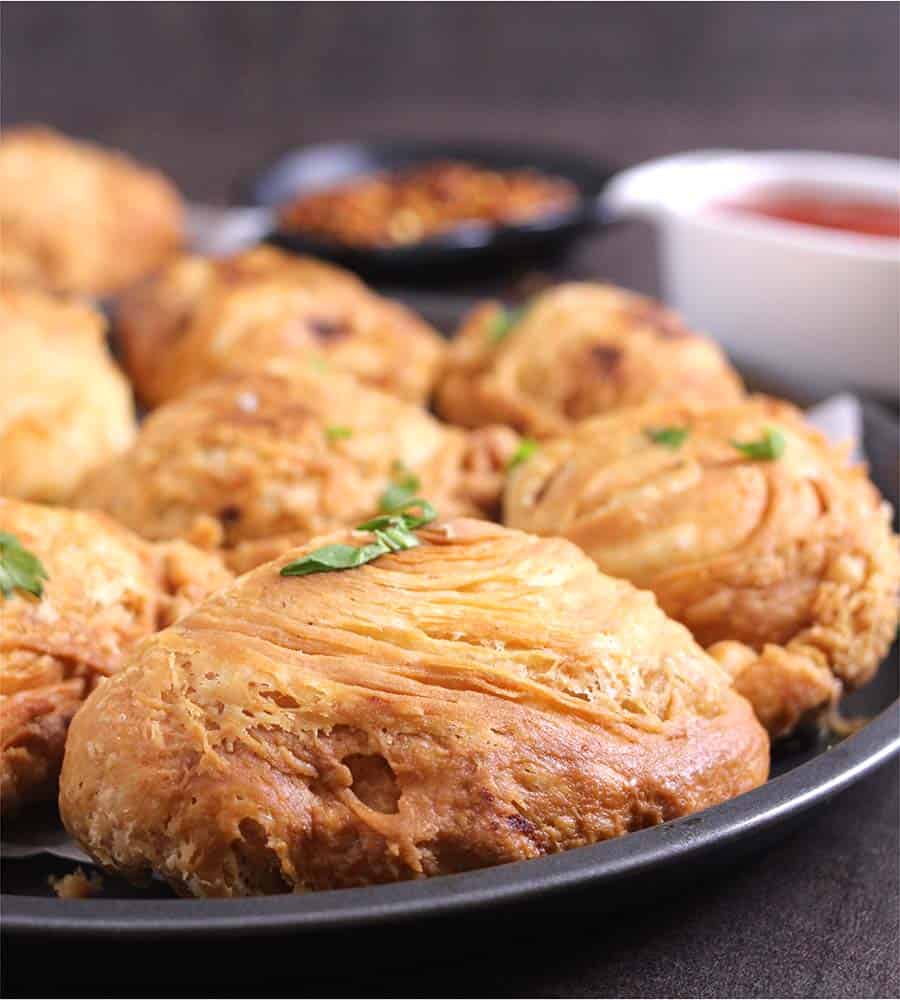 bakery style spiral curry puff pastry mushroom potato recipes, appetizer for lunch, dinner party