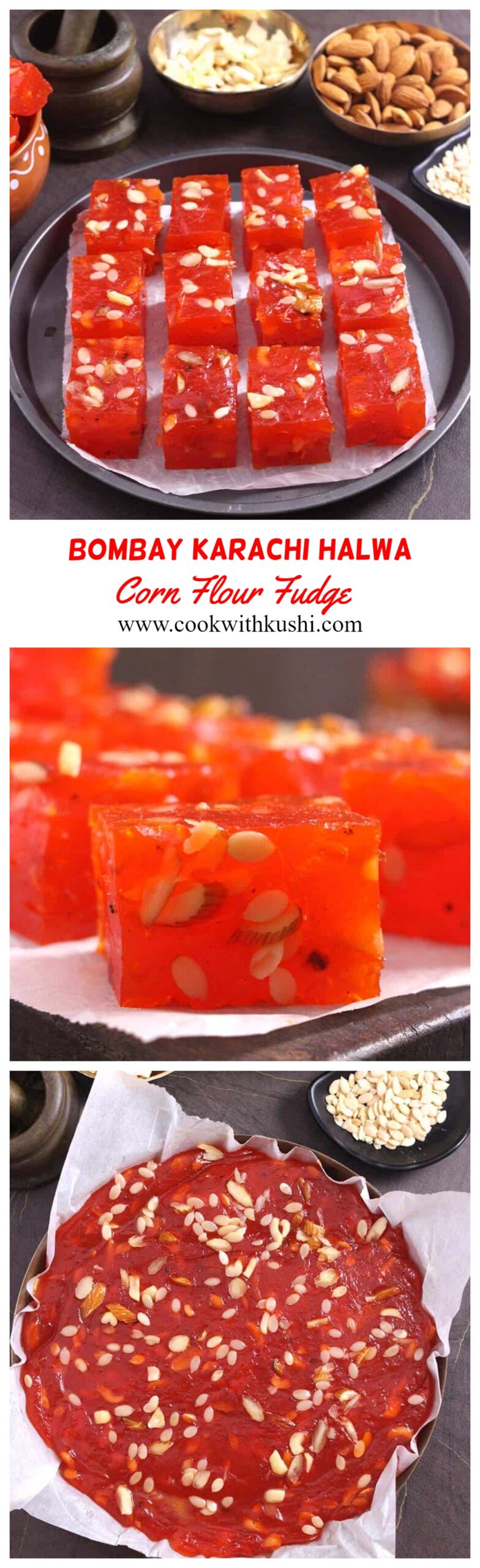 Bombay Halwa or Karachi Halwa is a melt-in-mouth Indian sweet recipe that you should try during this Diwali festival. #halwa #halva #indiansweets #indiandesserts