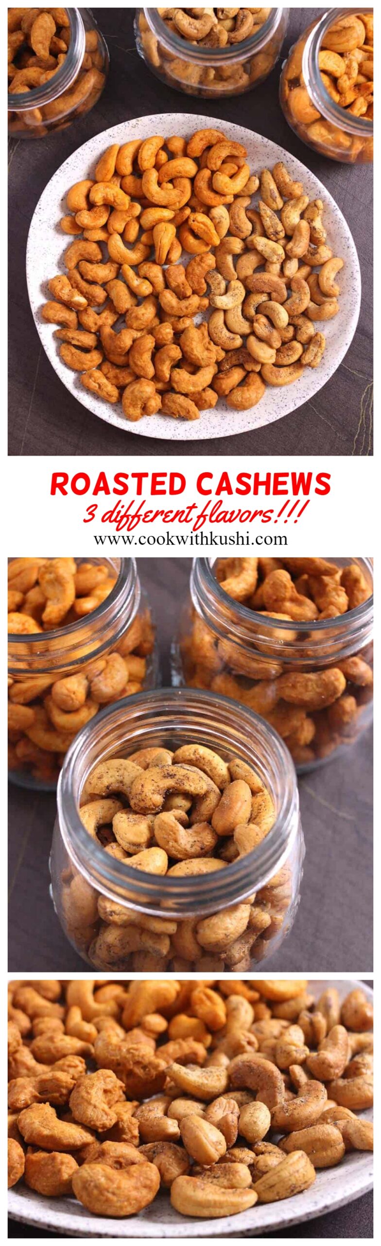 Roasted Cashews or Masala Kaju are a crispy, addictive, and delicious snack to munch anytime & anywhere 🙂 #snacks #cashews #airfryer #baked #diwali #christmas