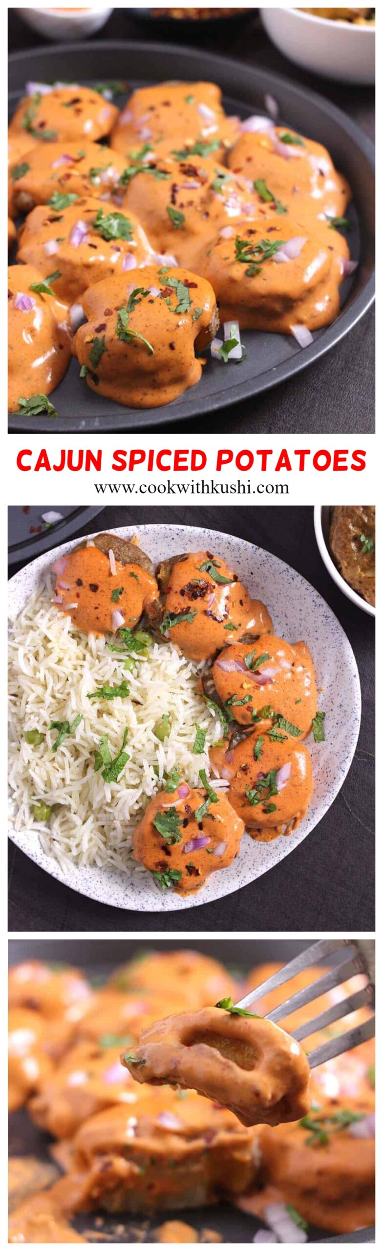 Cajun Potatoes are crispy on the outside, creamy, and melt in the mouth on the inside. These are finger licking and lip smacking good, and I bet you can't stop by just eating one. #cajun #cajunspiced cajunseasoning #bbq #barbecue