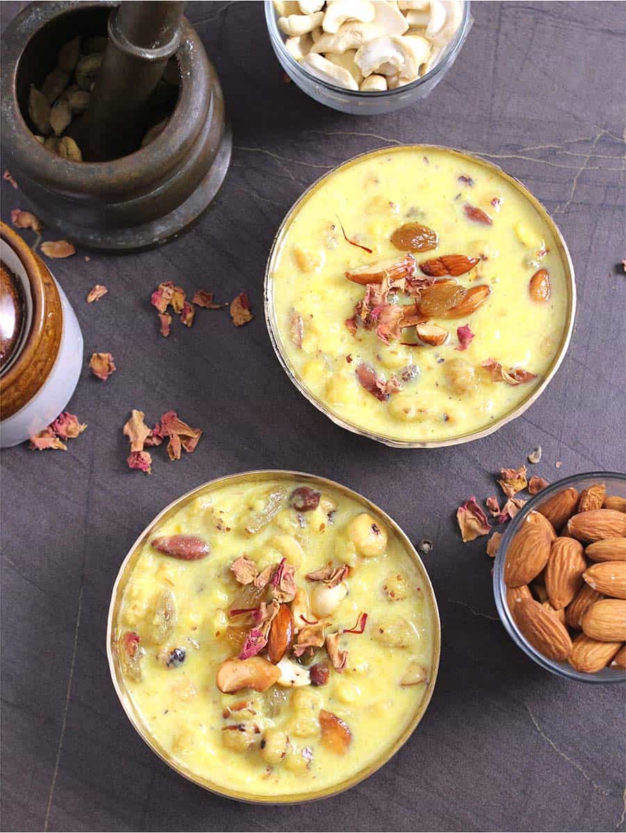 How to Makhana Kheer, popular Indian sweets and desserts, foxnut, lotus seed, payasam, payesh #kheer