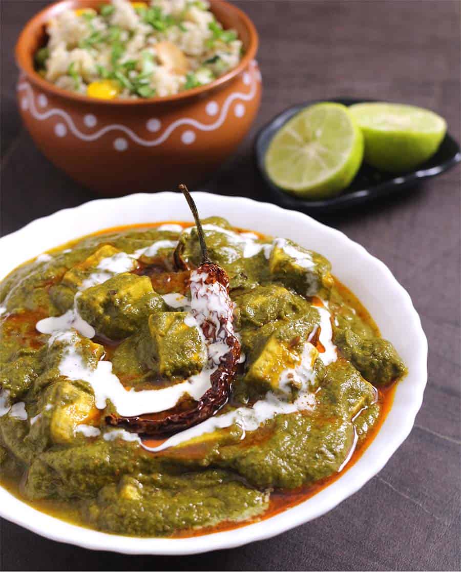 palak paneer recipe, spinach in tofu gravy, paneer curry in instant pot, popular Indian food recipes