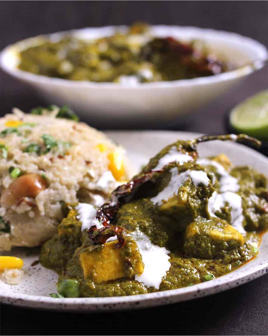 palak ki sabji with paneer, easy recipes for vegetarian and vegan lunch, donner #palak #paneer 