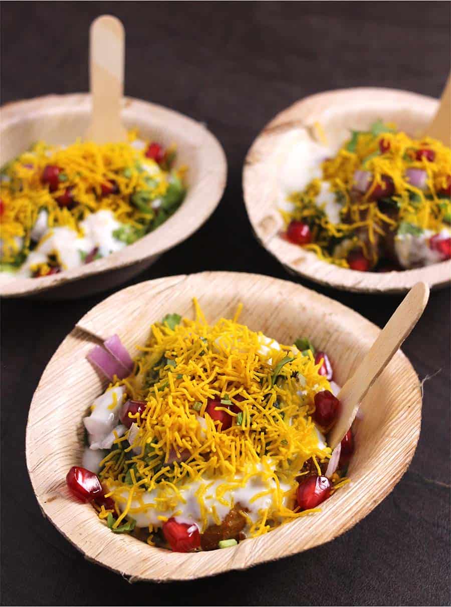 street style dahi papdi chaat recipe, diwali, evening snacks with potatoes or aloo #indianstreetfood