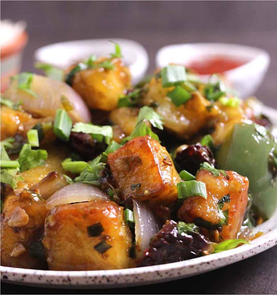 chilli paneer recipe - dry, semi dry, gravy, paneer manchurian. Indo chinese recipes for lunch, dinner