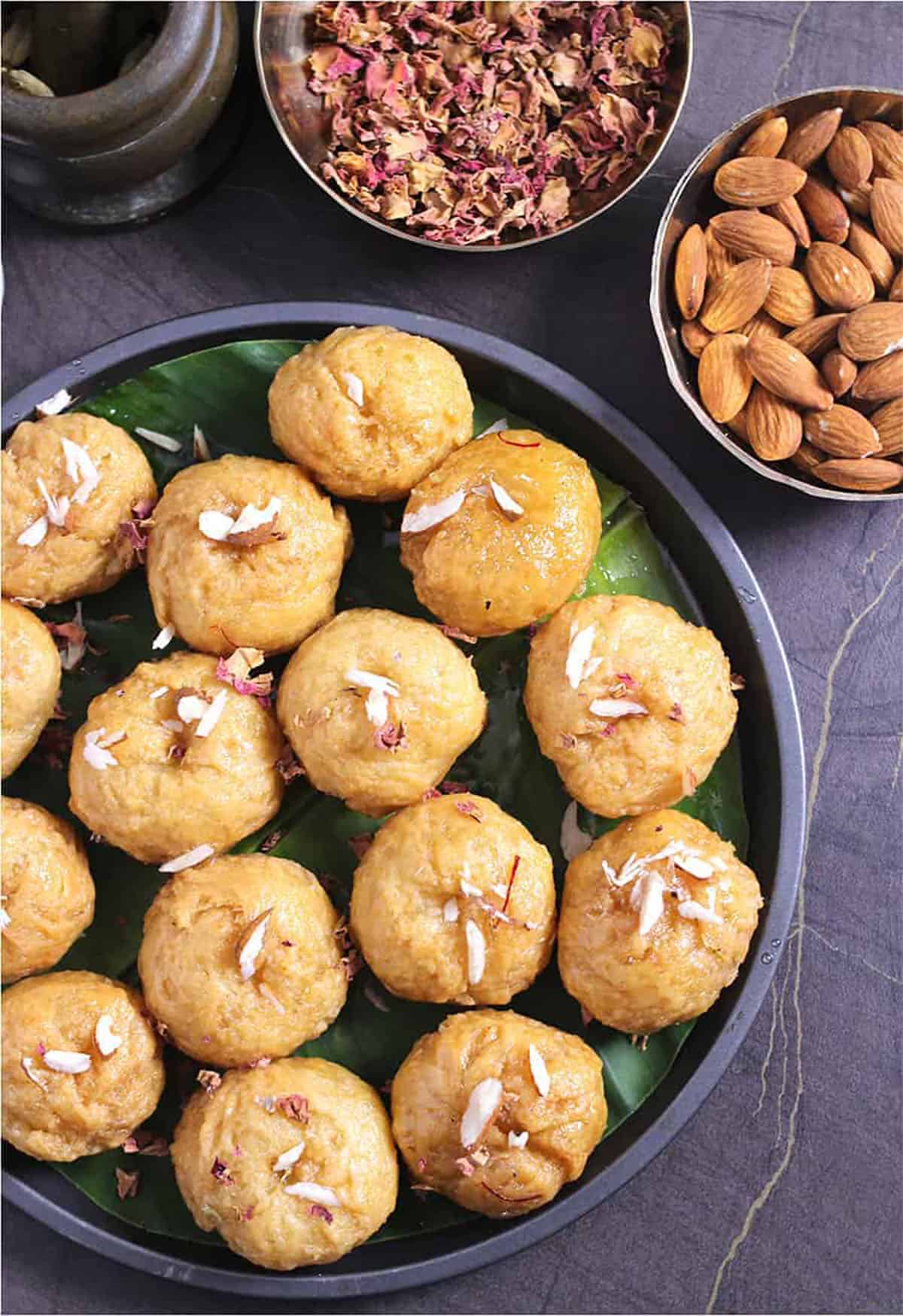 Top view of best indian sweet recipe balushahi, bihar and bengal misti