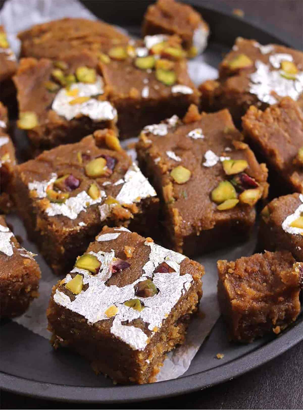thick fudge or pieces of indian traditional sweet recipe mohanthal 