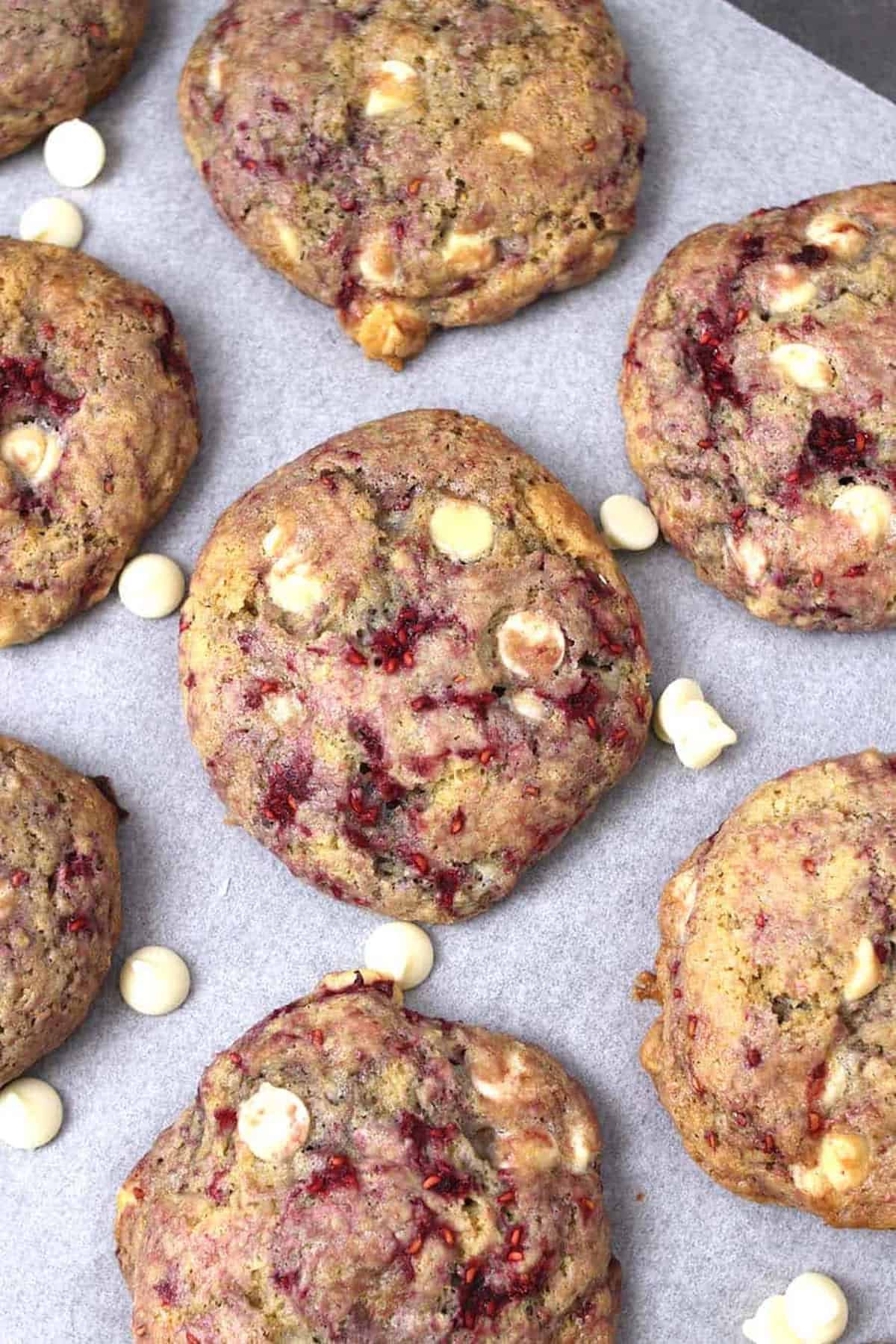 Best chewy cookie recipe with white chocolate chip and raspberries (or any berries).