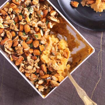 Easy and savory sweet potato casserole for Thanksgiving and Christmas dinner