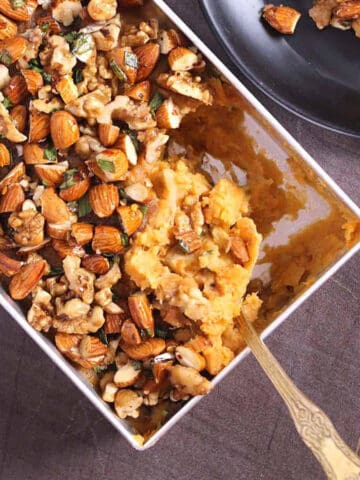 Easy and savory sweet potato casserole for Thanksgiving and Christmas dinner