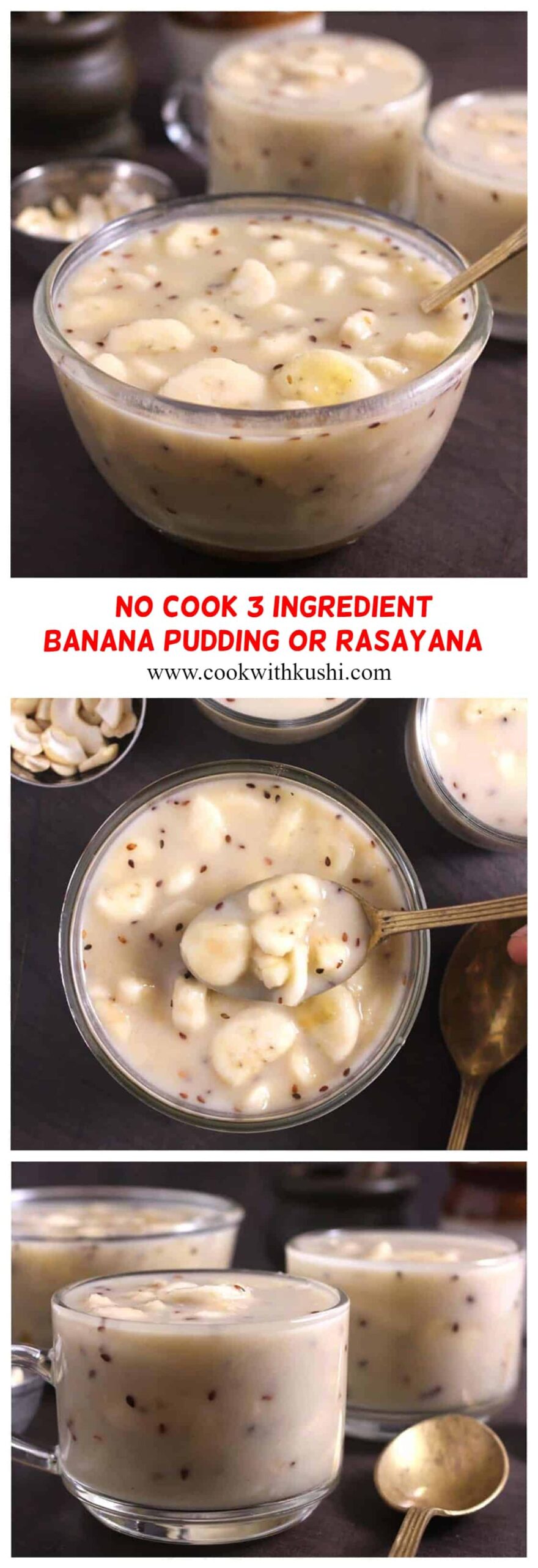 How to make no cook banana rasayana or pudding in 5 minutes. #ripebanana
