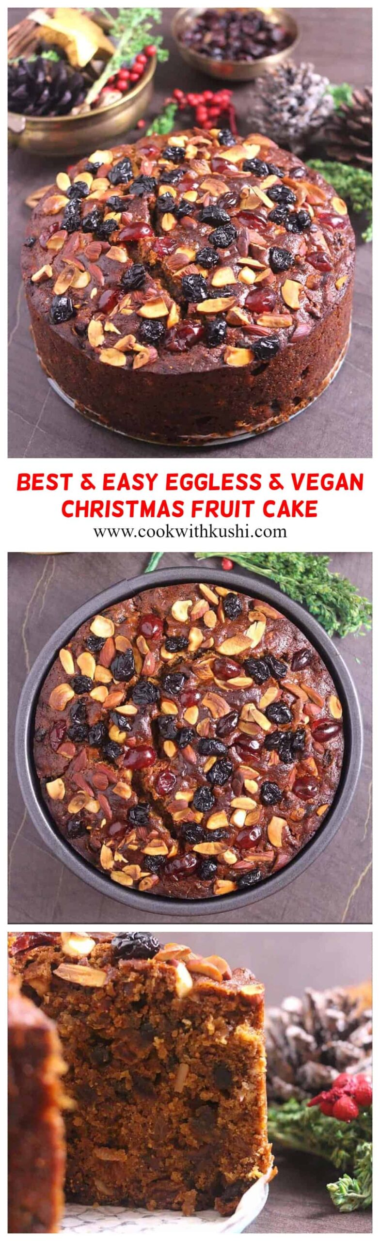 EGGLESS CHRISTMAS FRUIT CAKE | VEGAN CHRISTMAS CAKE | BEST PLUM CAKE #traditional #Oldfashioned #eggless #vegan