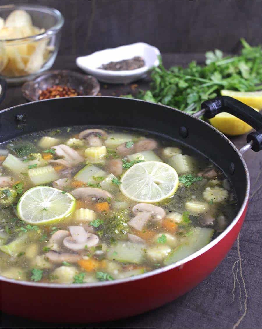 indian, chinese, filipino style clear soup recipe, healthy soup recipe for winter, cold, cough.
