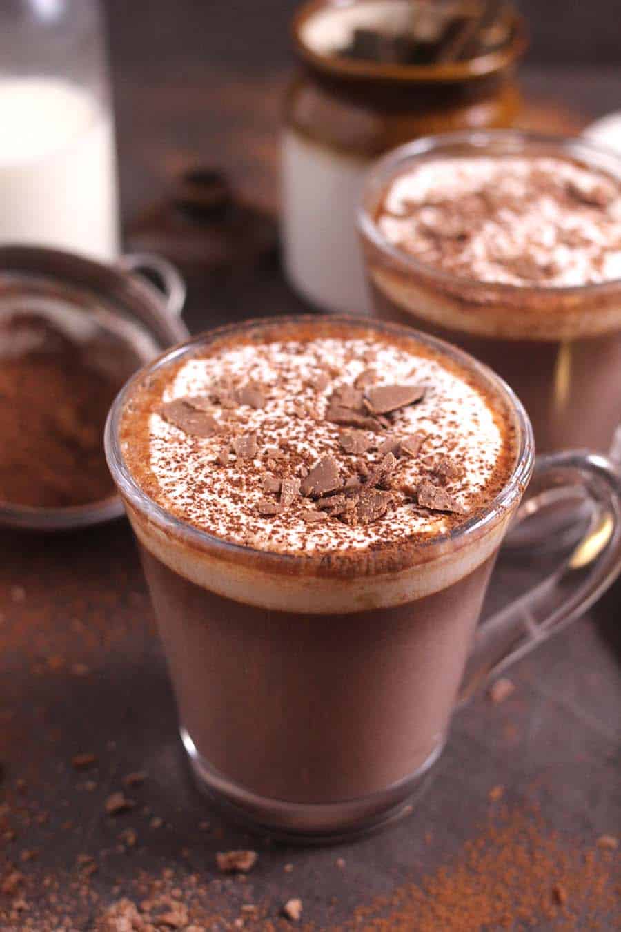 thick & rich, creamy & dreamy hot cocoa drink or drinking chocolate for winter, Christmas & holiday