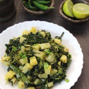 aloo methi, punjabi dry aloo methi ki sabji, sauteed potatoes & fenugreek leaves #sidedish