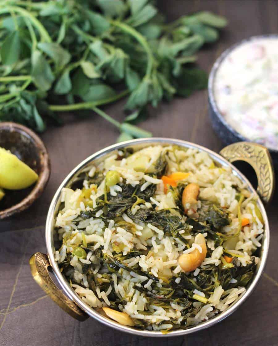 methi greens fenugreek leaves recipe, diabetic weight-loss food, vegetarian recipe for lunch & dinner