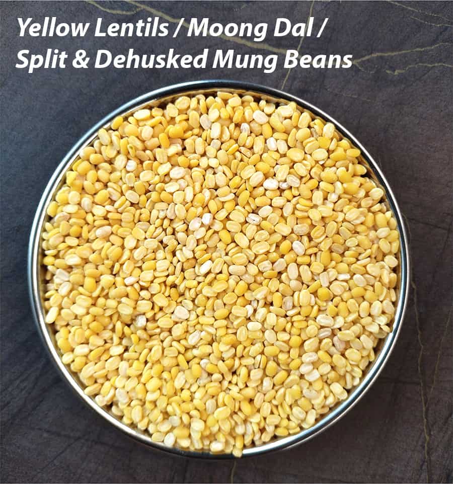 Yellow lentils, moong dal, split & dehusked mung beans