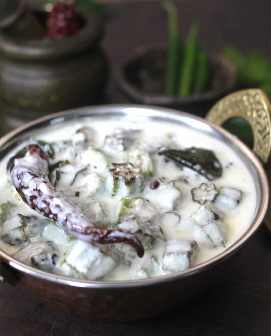 bhindi salan, bhindi masala, okra in yogurt sauce, side dishes for vegetarian meal #indianrecipes 