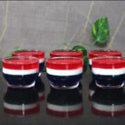 4th of july dessert, american flag dessert, patriotic recipes, red, white blue, jello, jello shots