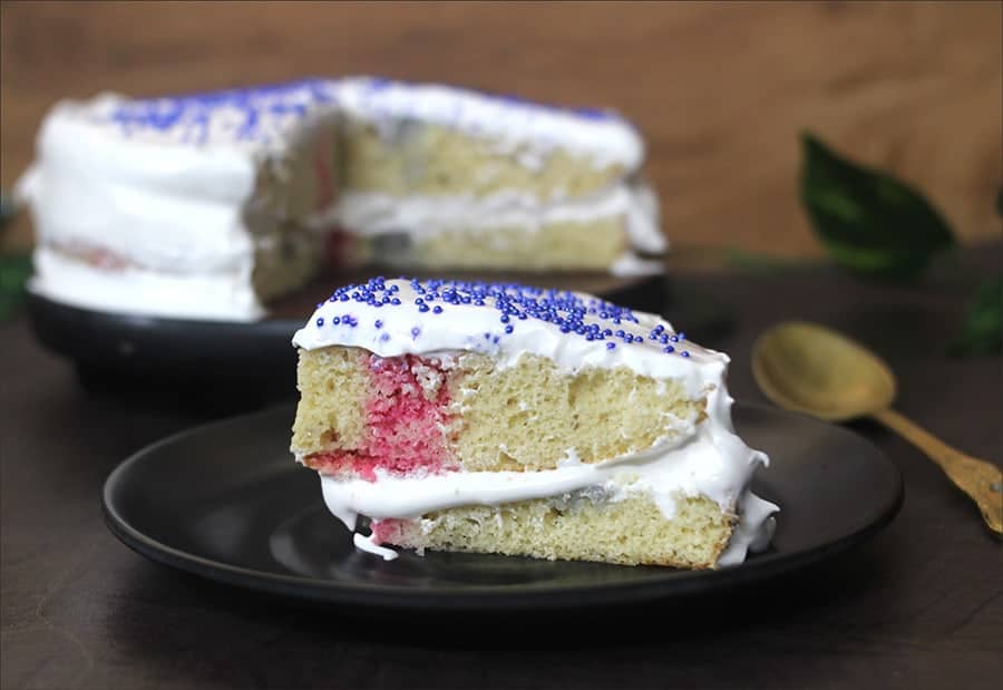 poke cake, marble cake, 4th of july red white blue cake #americanrecipes 