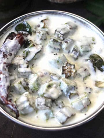 Okra Yogurt salad recipe | Dahi bhindi | Bendekayi Gojju - Easy Indian Raita.