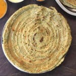 Pesarattu Recipe | Crispy Moong Dal Dosa Recipe with chutney and sambar. Indian Breakfast Idea.
