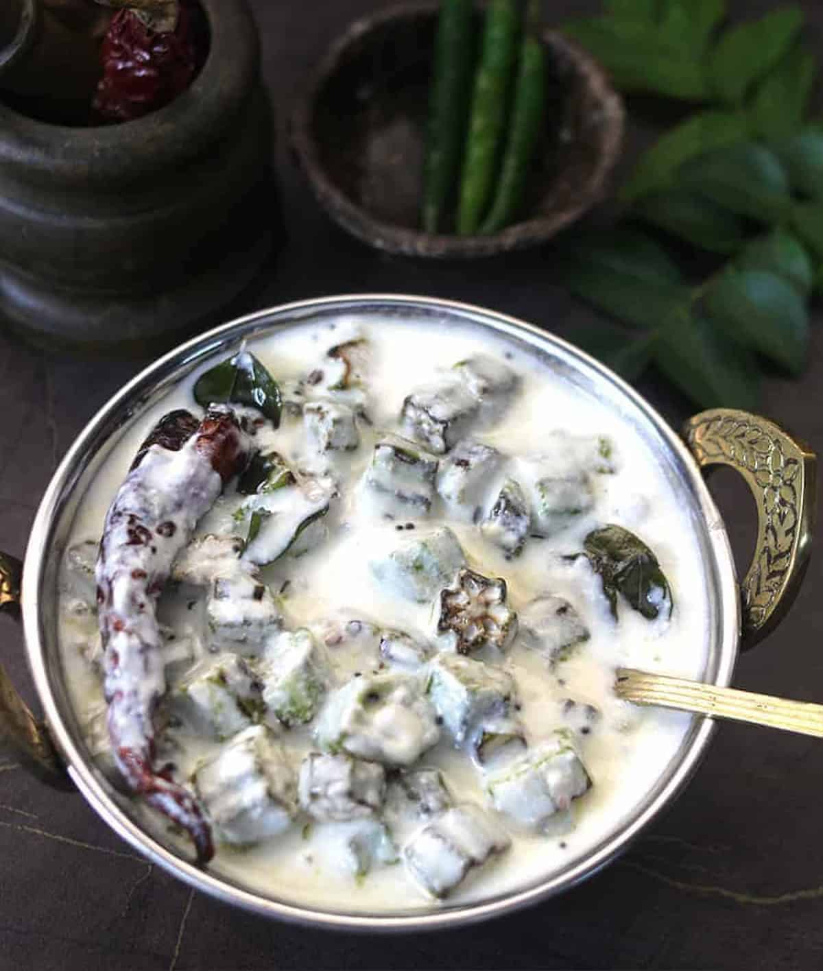Homemade dahi bhindi | Lady's finger raita | okra yogurt salad.