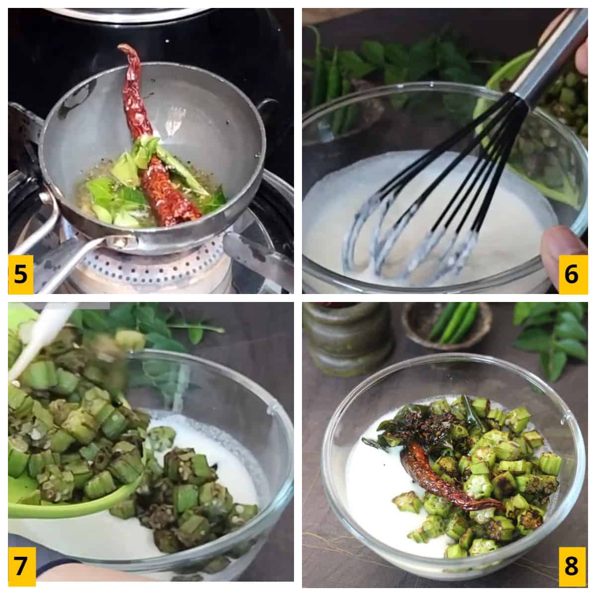 Okra salad with yogurt and tempering. Dahi wale bhindi.