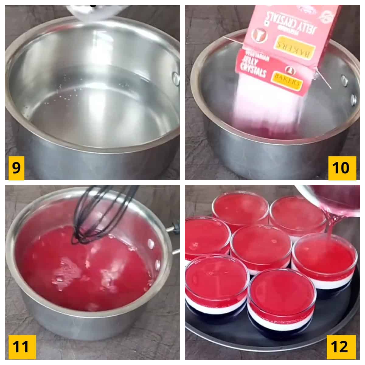 Making of red jello.