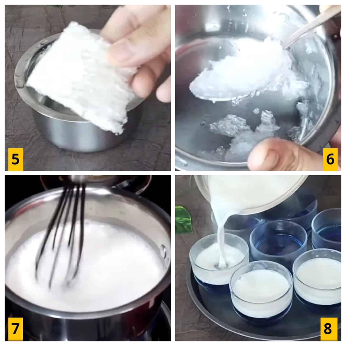 Making of white jello.