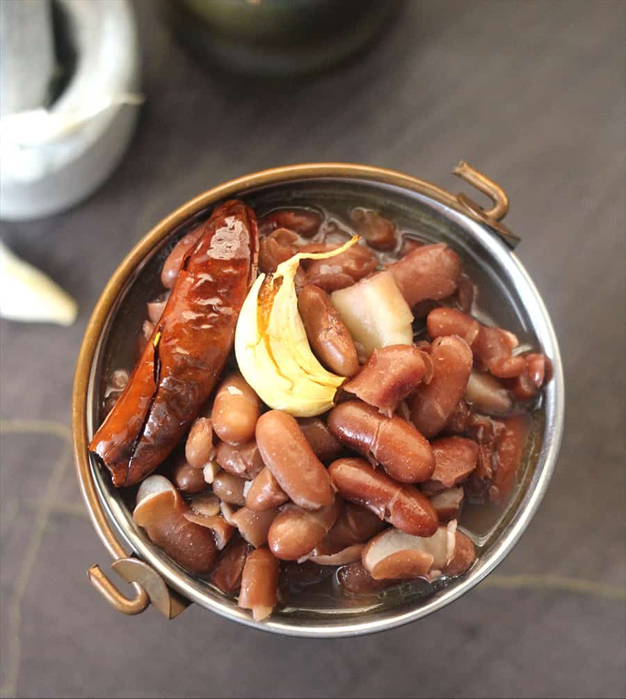 saaru upkari, healthy bean soup with white red black beans, pinto beans, rajma, kidney beans