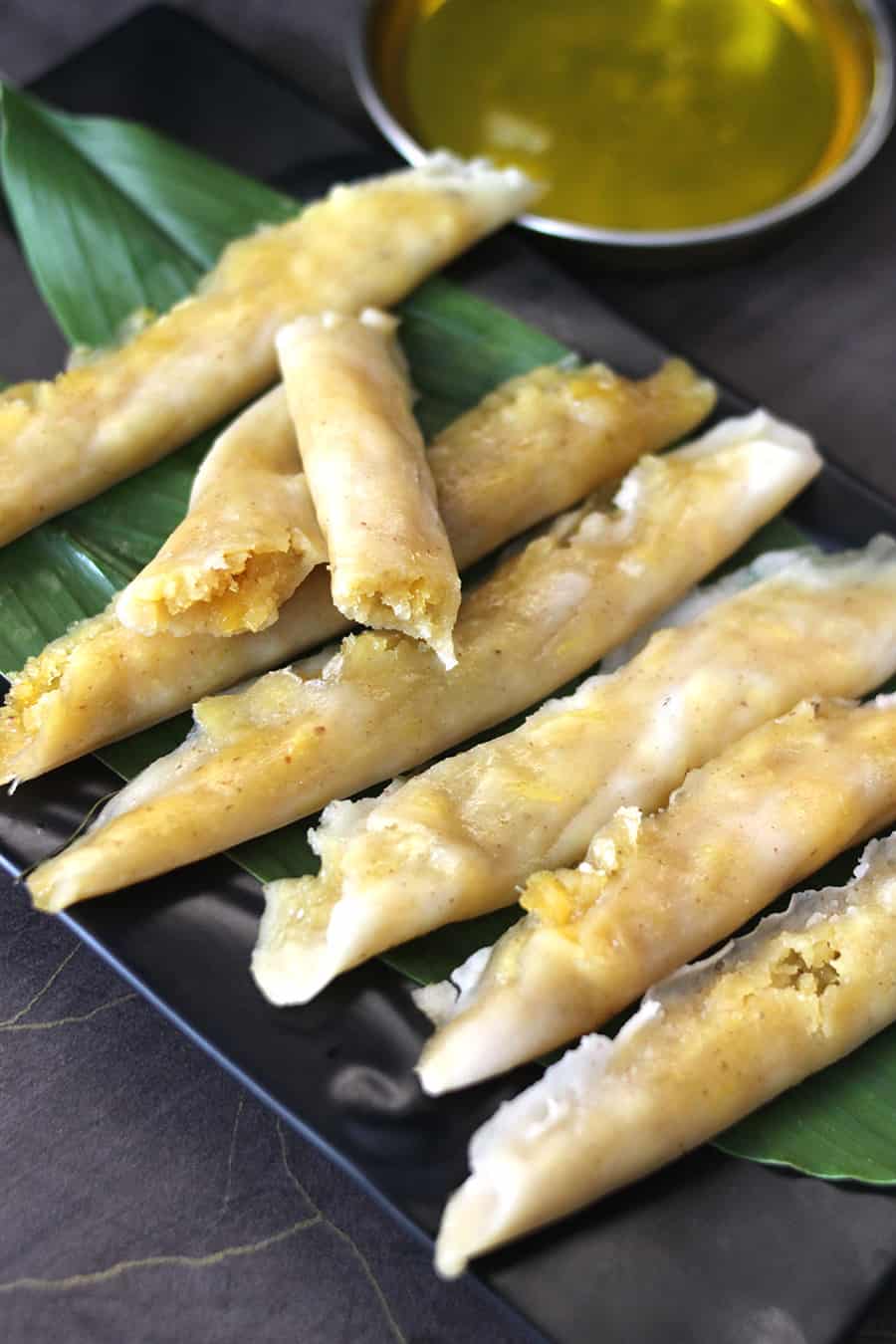 mangalorean style patholi, turmeric leaves recipes, best and easy fresh pineapple recipes #desserts