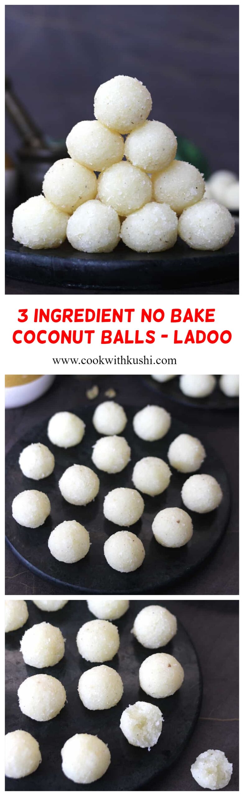 How to make quick, easy instant ladoo, laddu with coconut (nariyal)