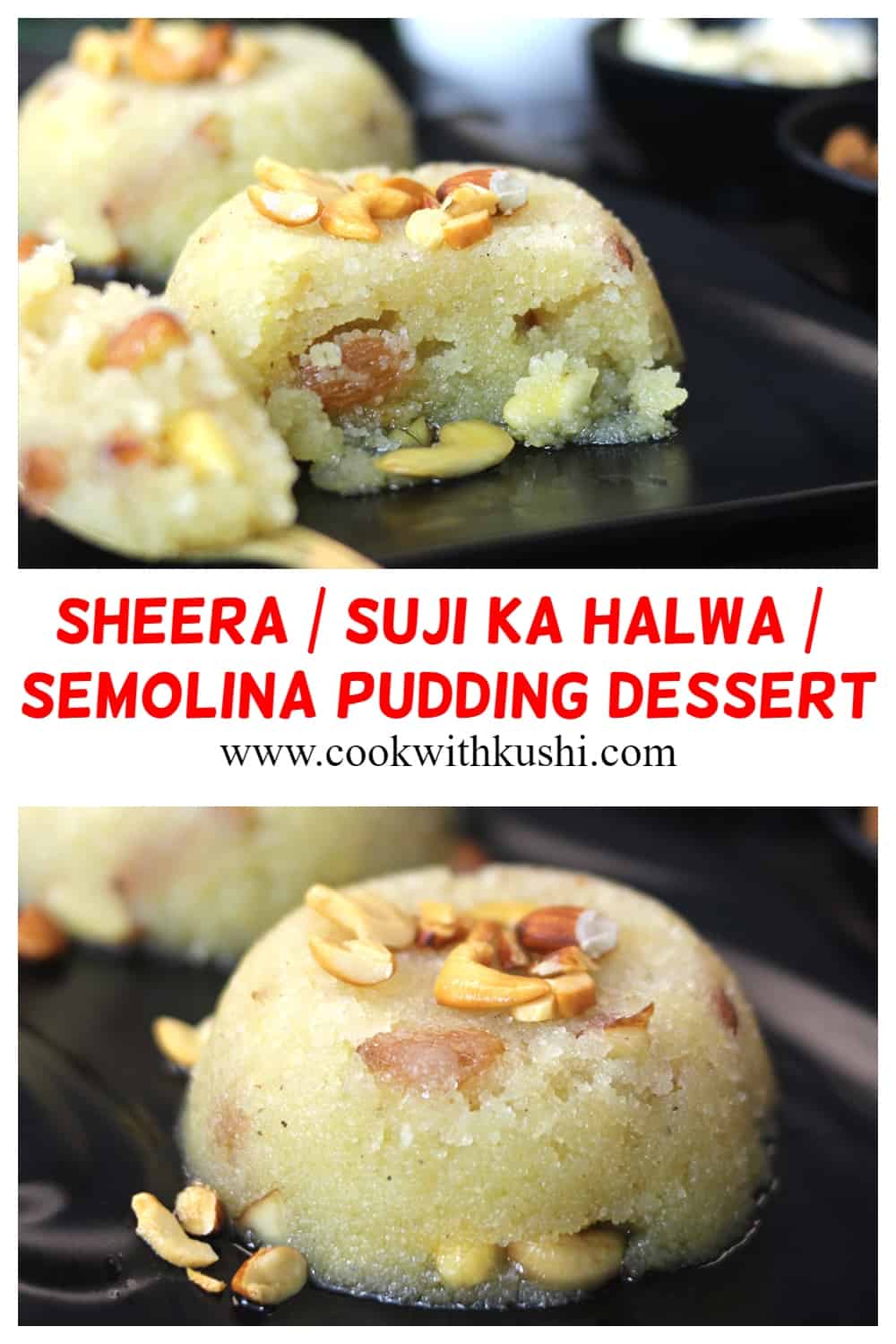 The best sheera halwa, sooji ka halwa or semolina halwa recipe garnished with dry fruits and nuts