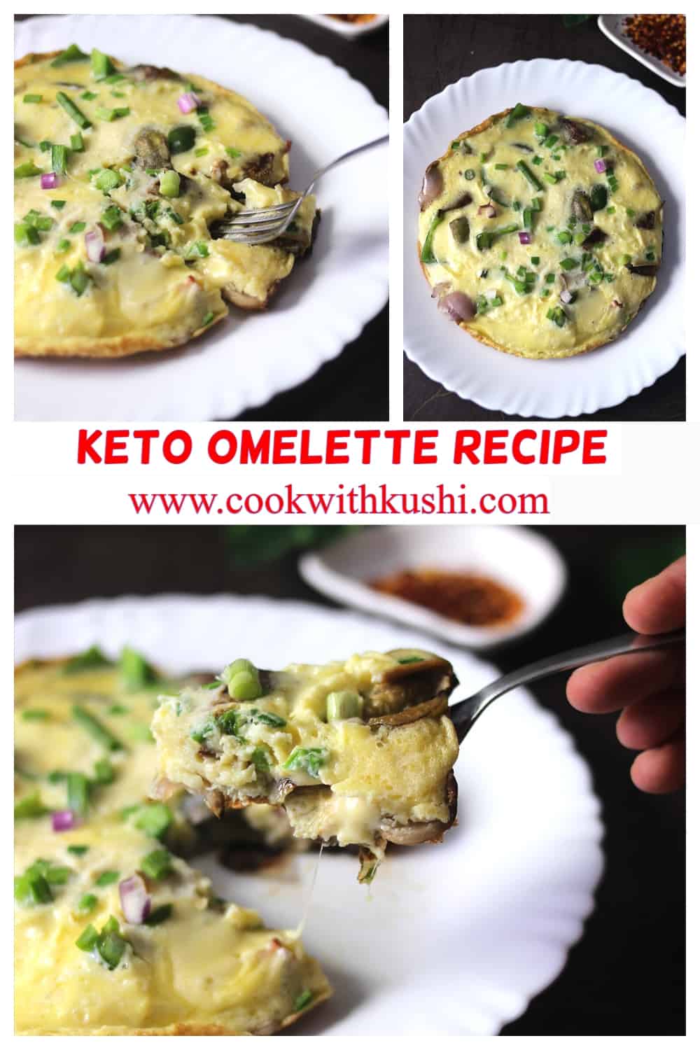 3 pictures of keto breakfast omelette recipe #weightlossrecipe