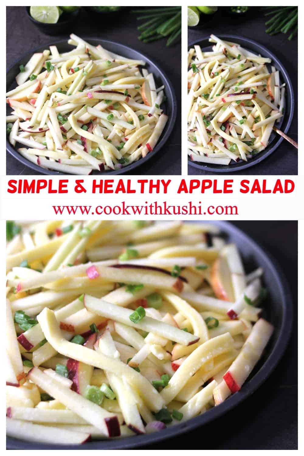 3 images of best apple salad recipe to make this fall & winter for Thanksgiving & Christmas 