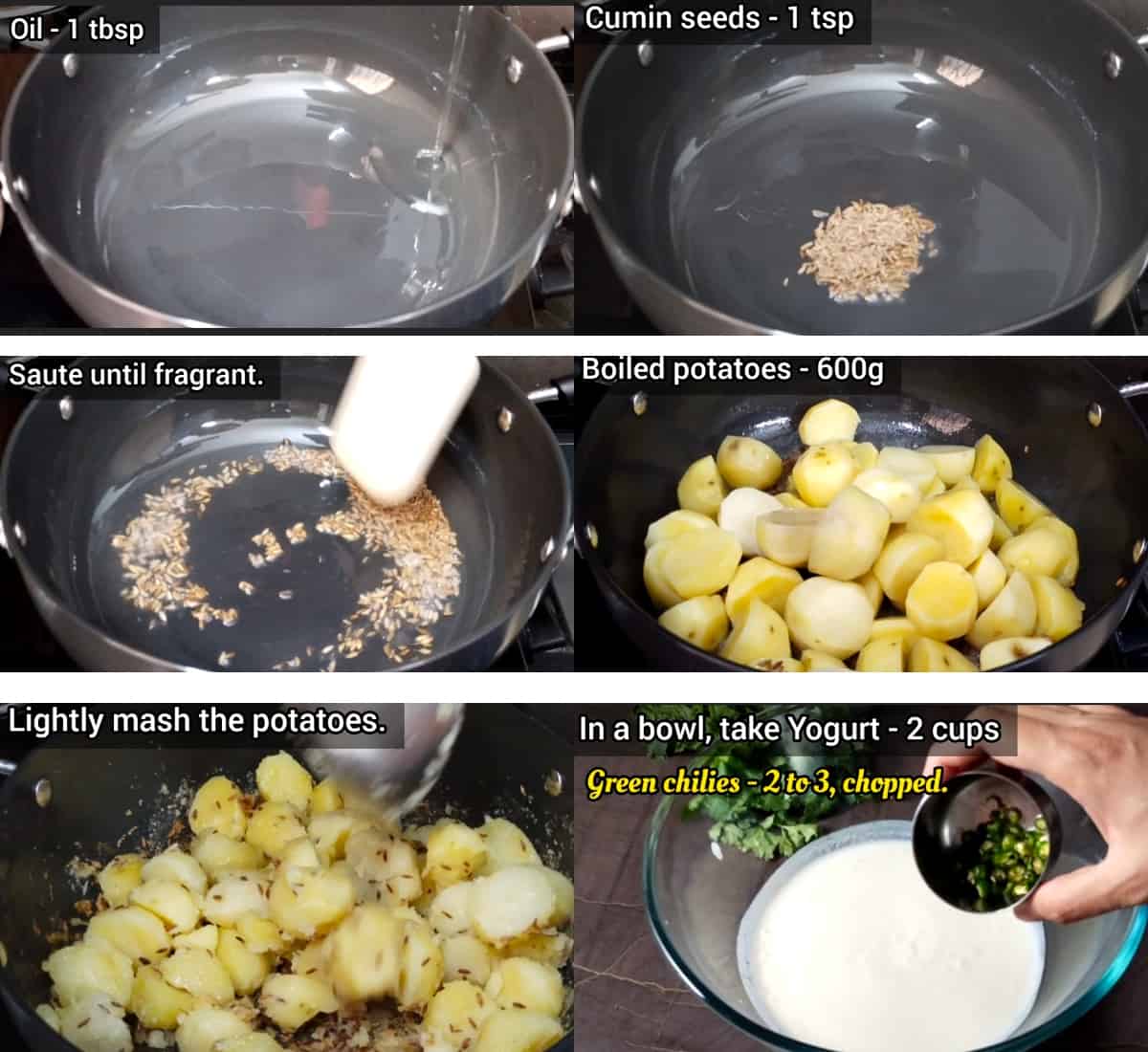 detailed stepwise pictures on how to make dahi aloo 