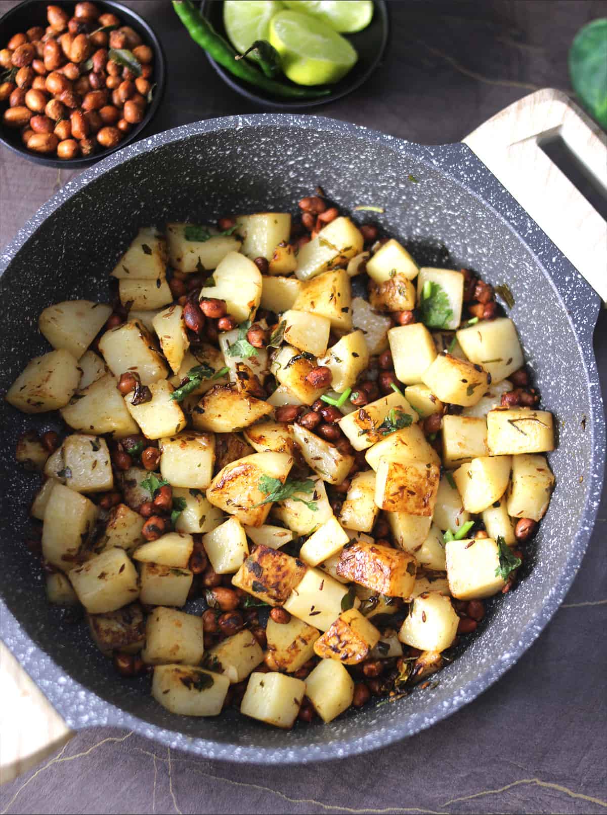 Vrat wale aloo or crispy pan roasted potato fry for Navratri fasting, vrat, upvas