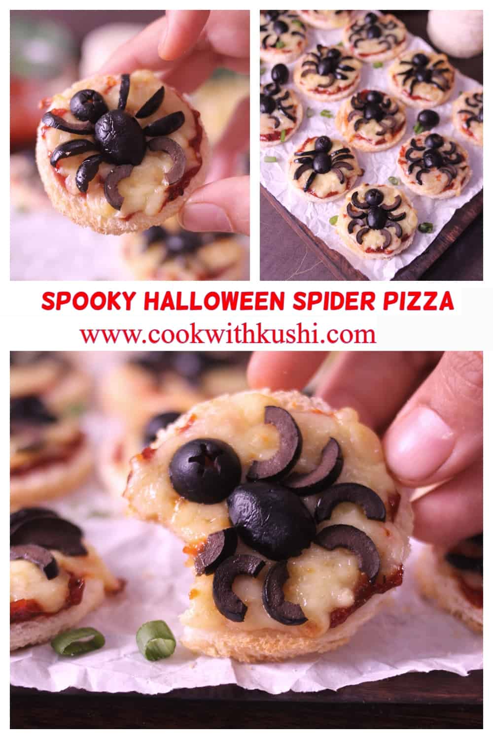 spooky halloween themed mini spider bread pizza recipe for kids 