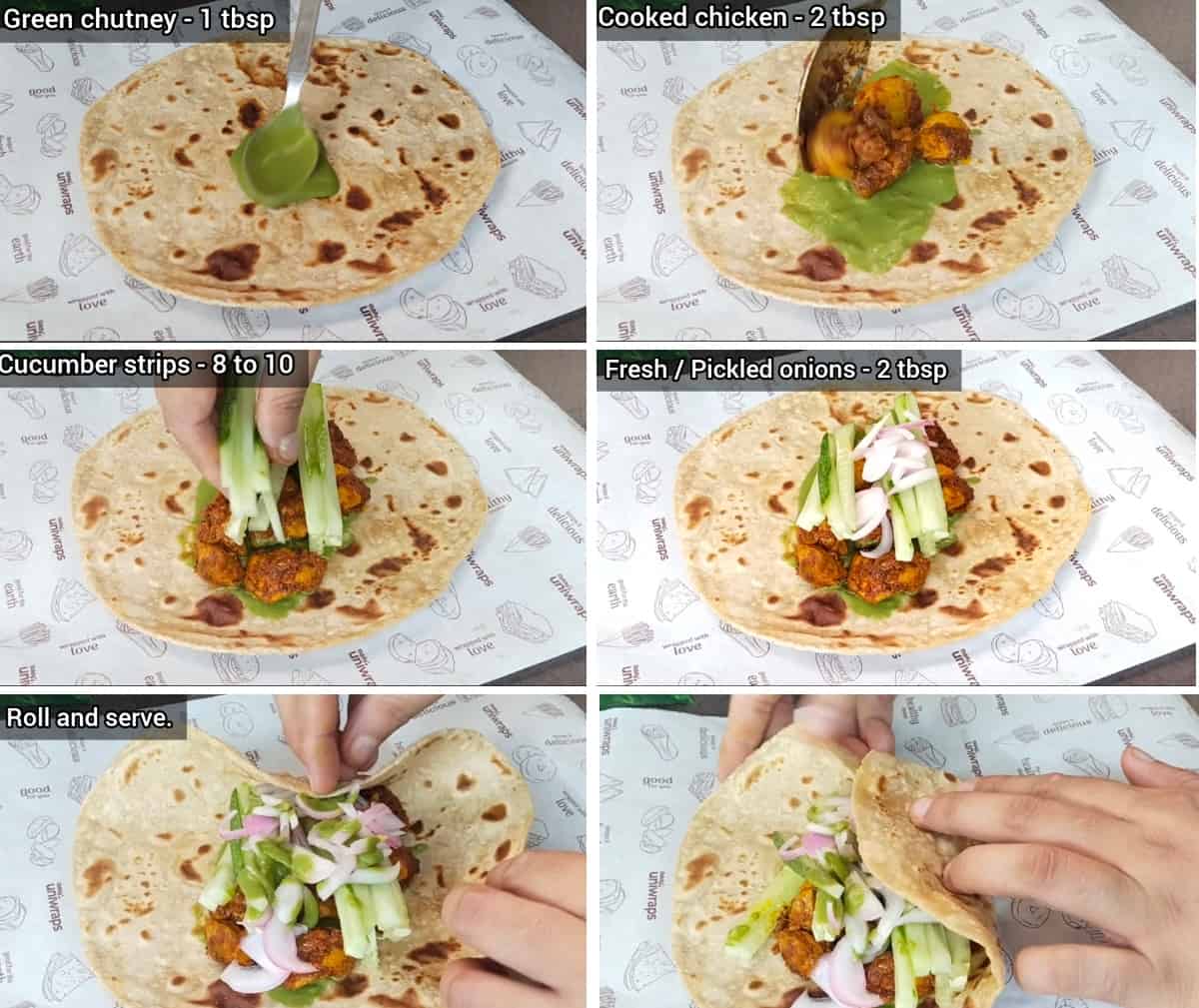 step by step pictures on how to wrap kathi roll