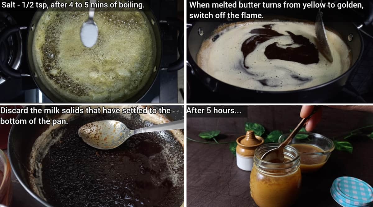 step by step pictures on making of desi ghee at home from butter 