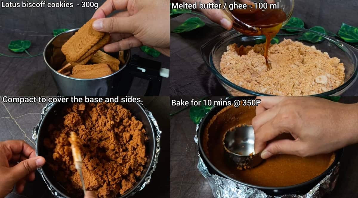 step by step images of biscoff cheesecake crust